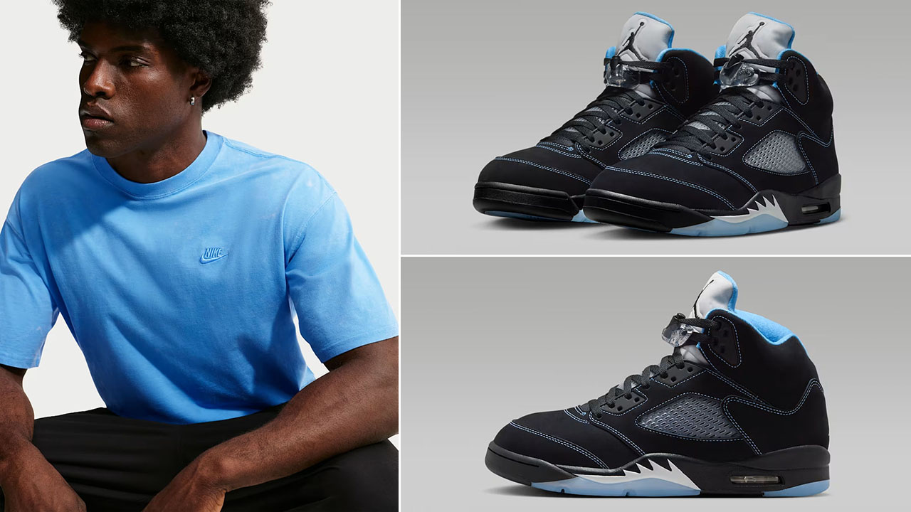 Air Jordan 5 Black UNC University Blue 2026 x Nike Sportswear Men’s Short-Sleeve T-Shirt to Match