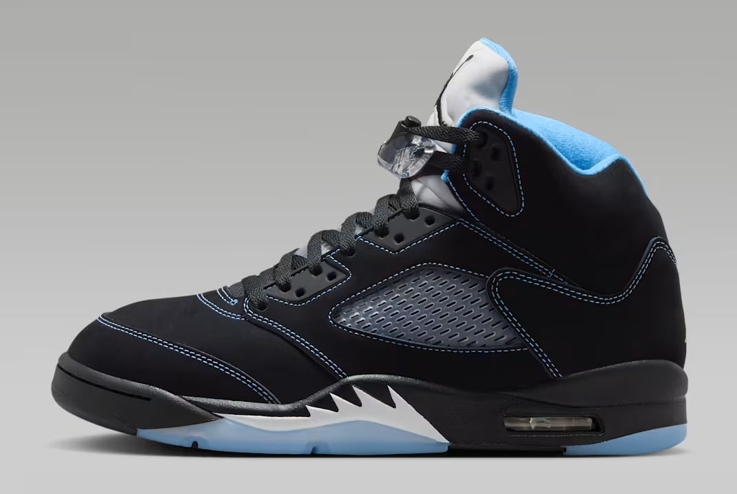 Air Jordan 5 "Black UNC" 2026 release date sneaker in Black and University Blue colorway
