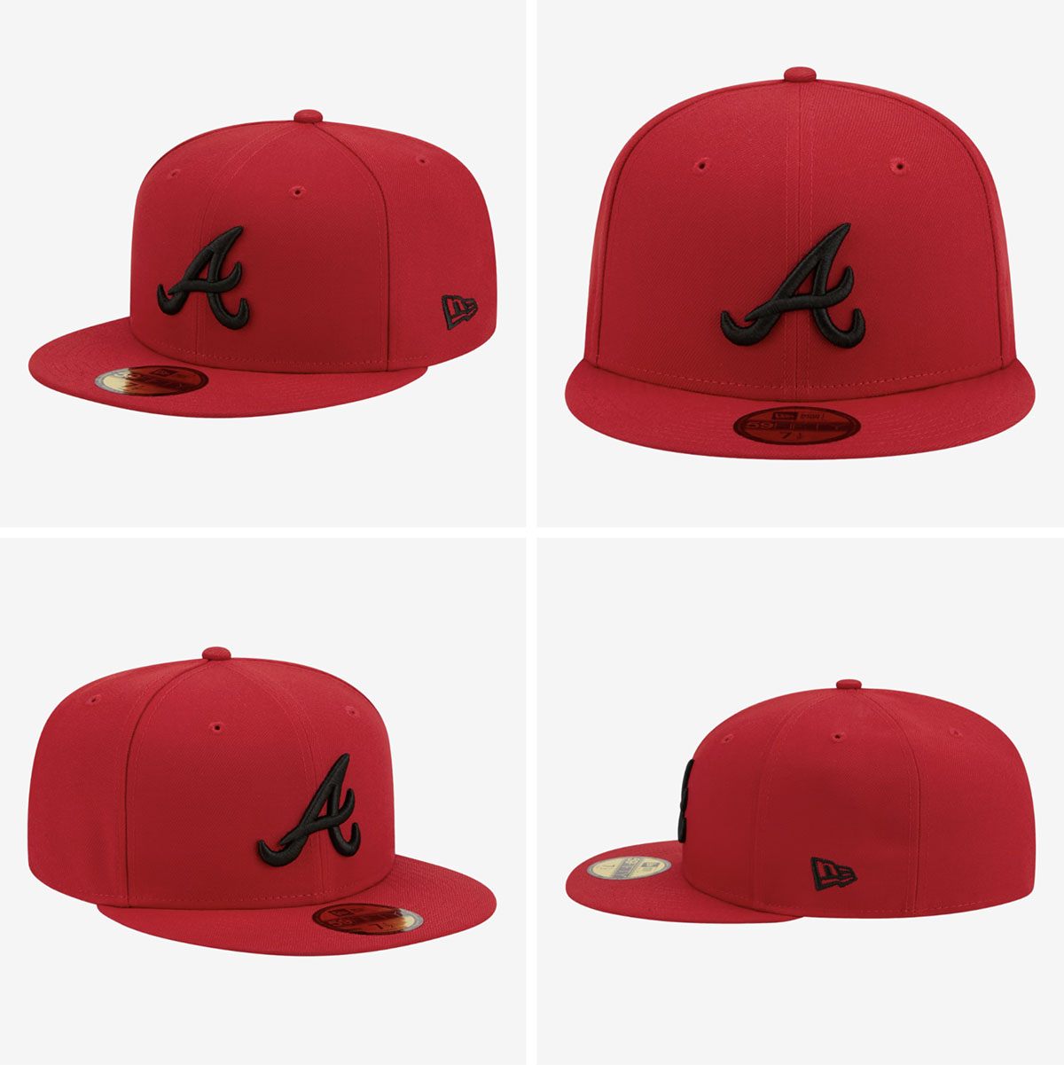 Atlanta Braves Scarlet Red and Black New Era 59FIFTY fitted hat to match the Air Jordan 4 Toro Bravo 2026