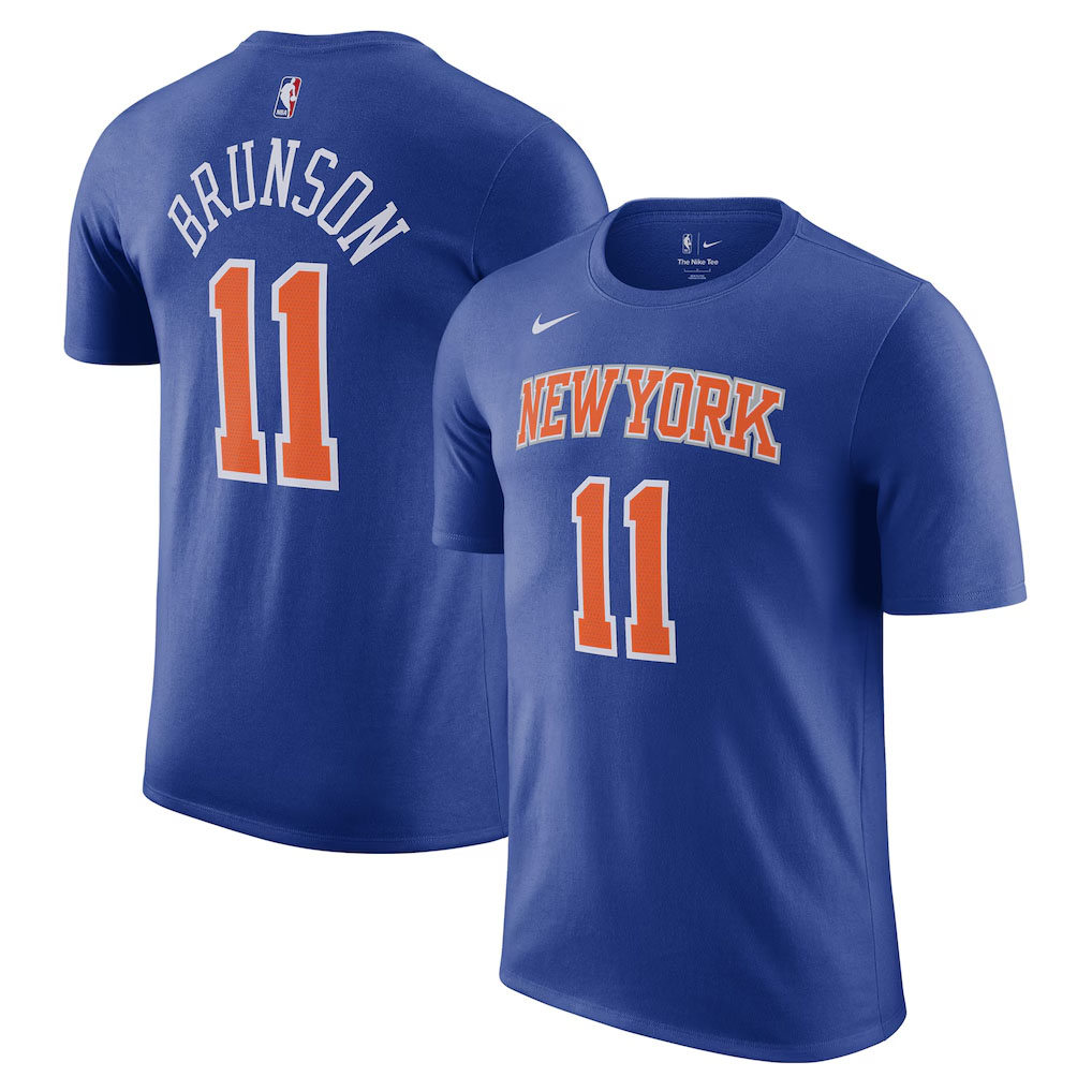 Jalen Brunson New York Knicks Nike Unisex Name & Number T-Shirt Icon Edition Blue