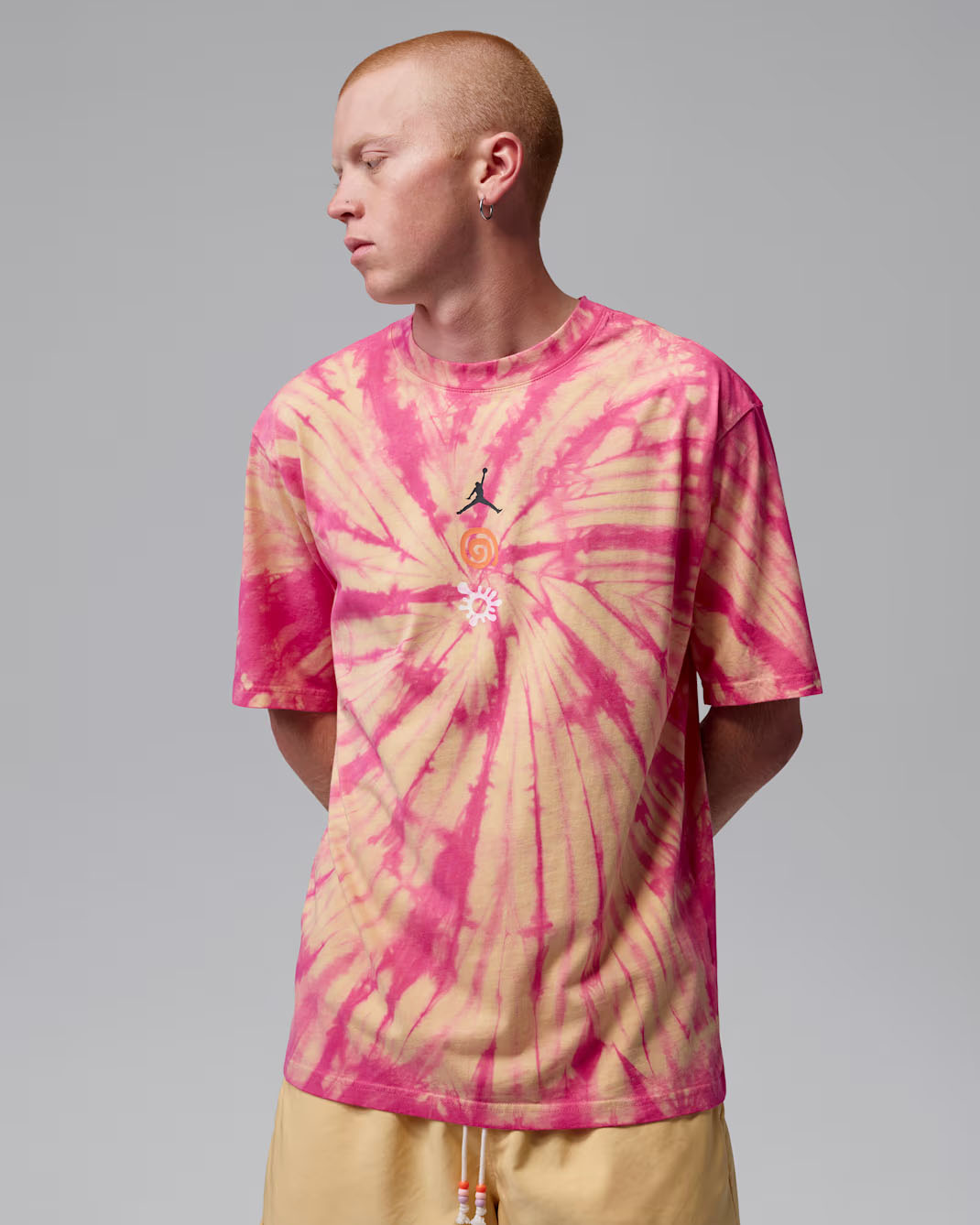 Jordan Brooklyn Men's Tie-Dye Festival T-Shirt Lemon Wash Pinksicle 1