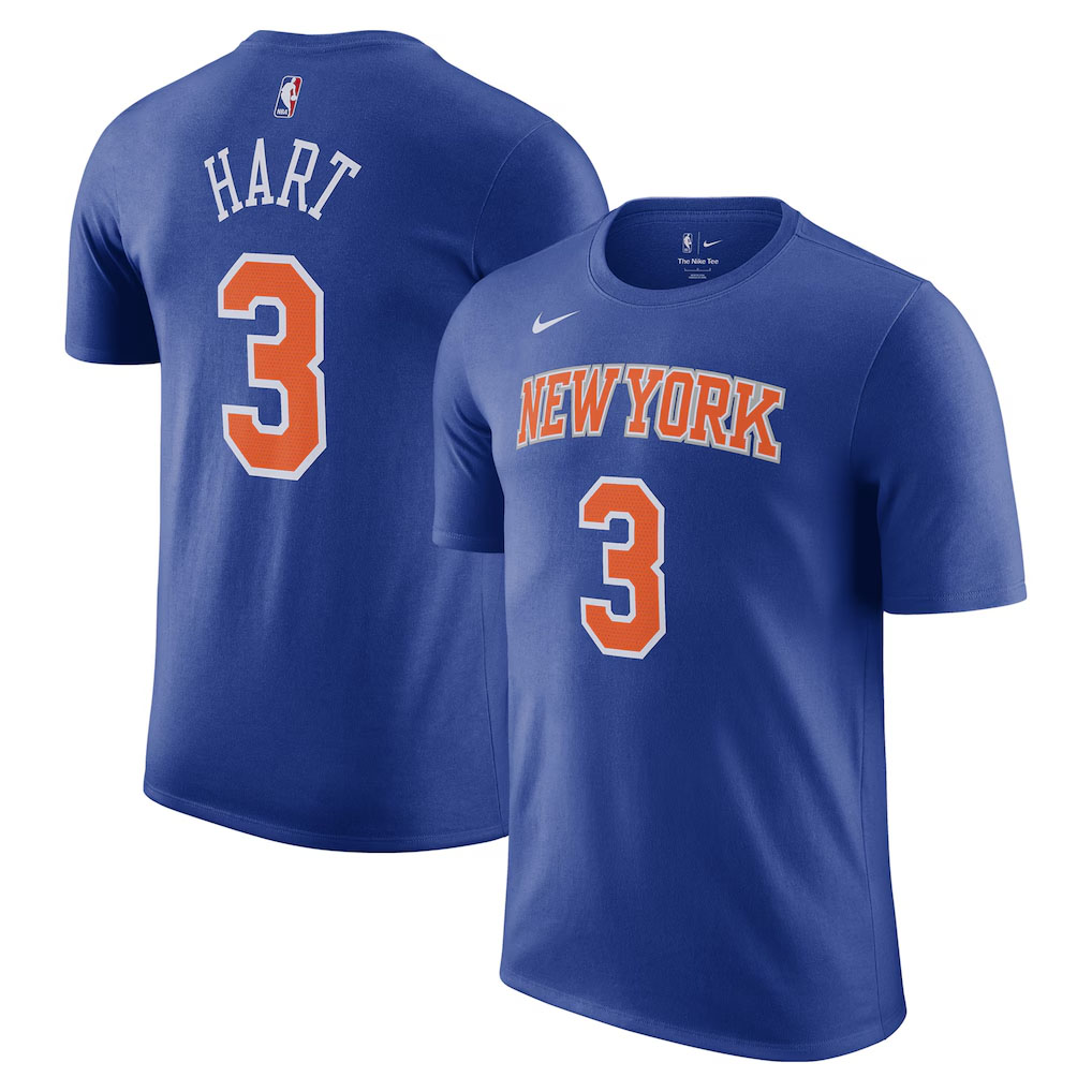 Josh Hart New York Knicks Nike Unisex Name & Number T-Shirt Icon Edition Blue