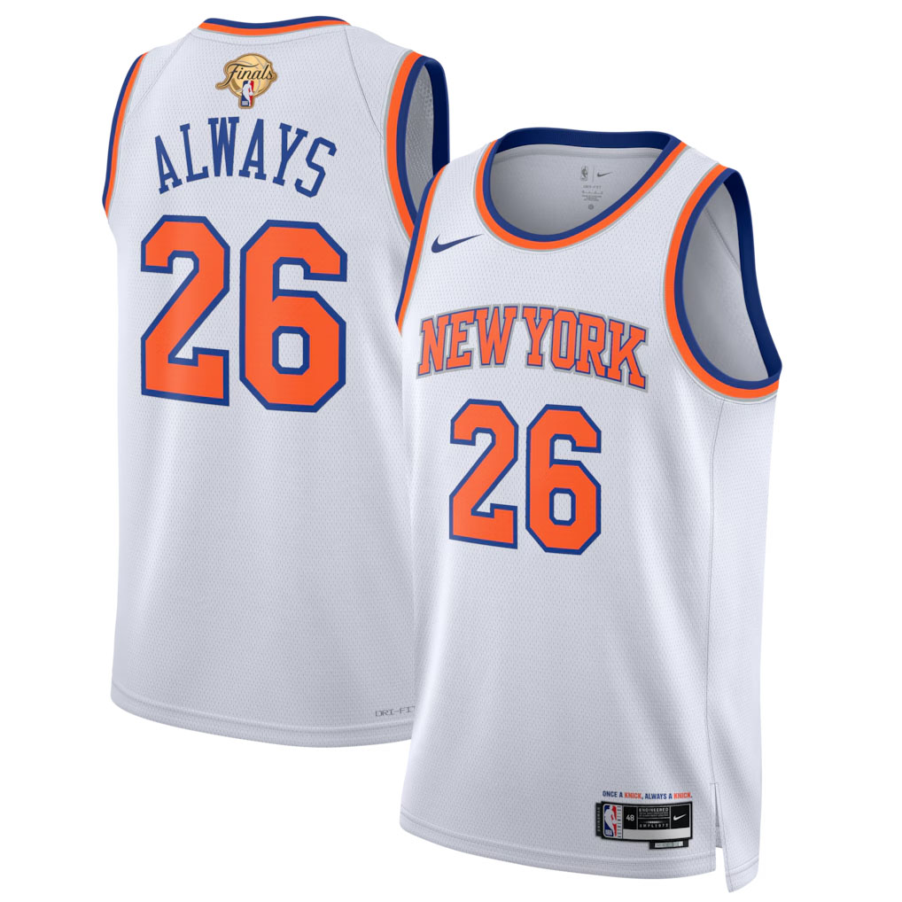 New York Knicks Nike Unisex 2026 NBA Finals Champions Always 26 Swingman Jersey White Association Edition