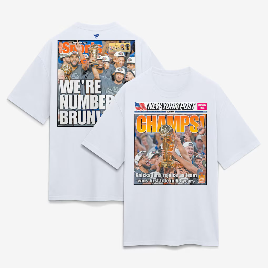 New York Knicks x New York Post Fanatics 2026 NBA Finals Champions Newspaper Cover Heavyweight T-Shirt White