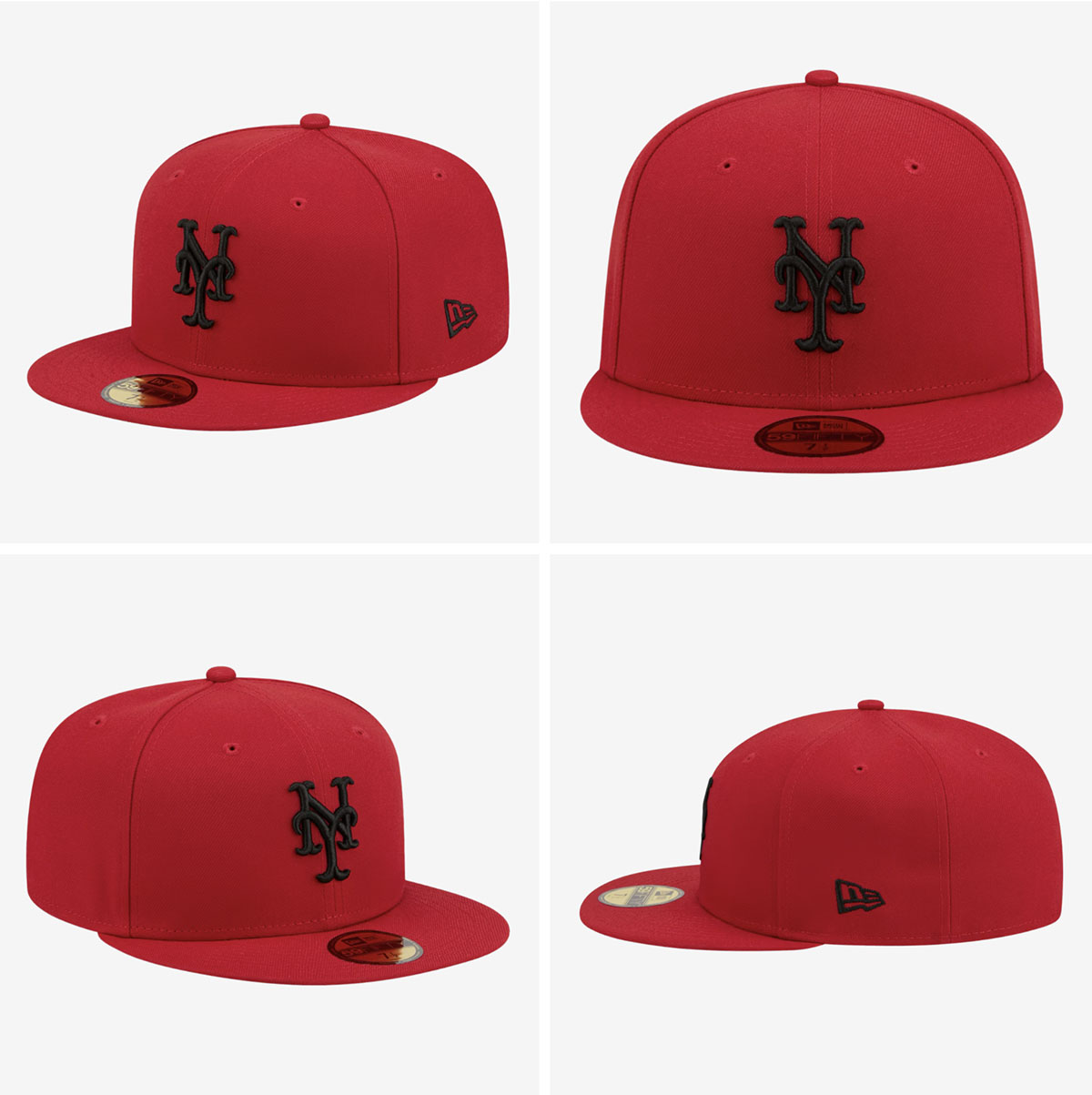 New York Mets Scarlet Red and Black New Era 59FIFTY fitted hat to match the Air Jordan 4 Toro Bravo 2026