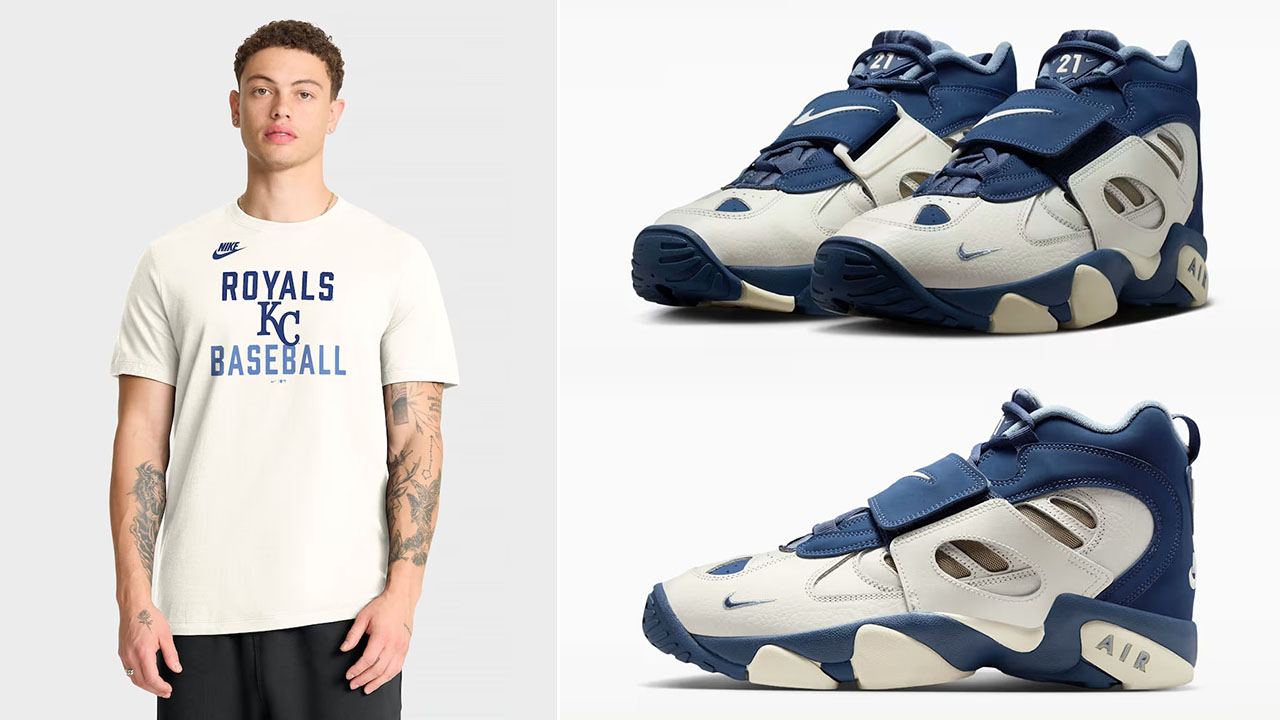 Nike Air Diamond Turf II Blue Grey Kansas City Royals Shirt Outfit to match Sneakers