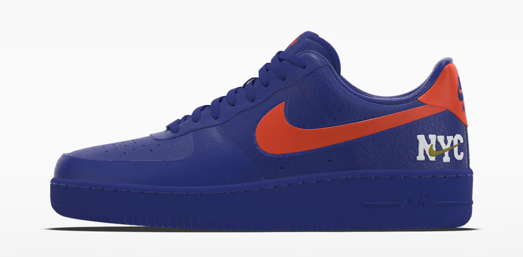 Nike Air Force 1 Low By NYC New York Knicks Blue Orange Colorway Lateral Side View Official Image