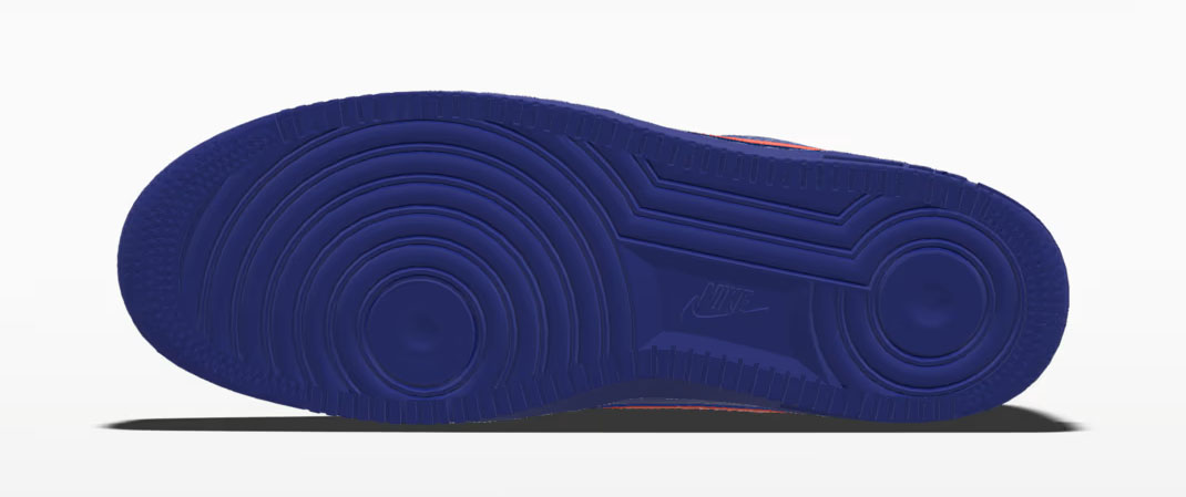 Nike Air Force 1 Low By NYC New York Knicks Blue Orange Colorway Outsole Bottom View Official Image