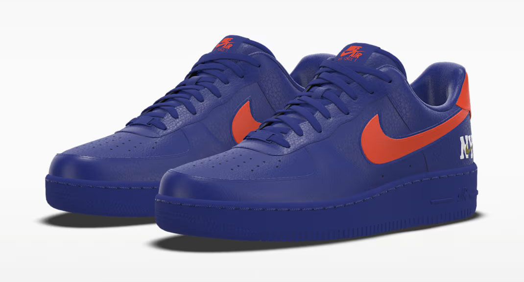 Nike Air Force 1 Low By NYC New York Knicks Blue Orange Colorway Top Side View Official Image