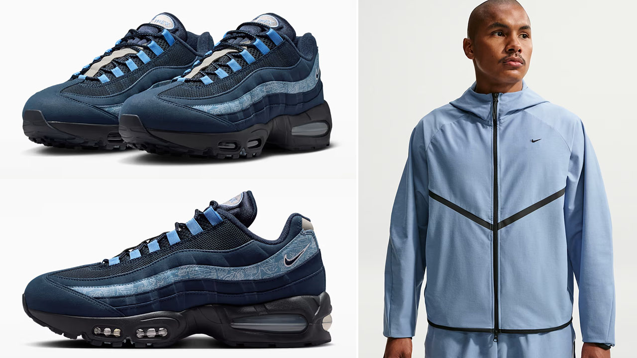 Nike Air Max 95 Work Blue x Nike Tech Men's Shori Knit Full-Zip Windrunner Jacket to Match