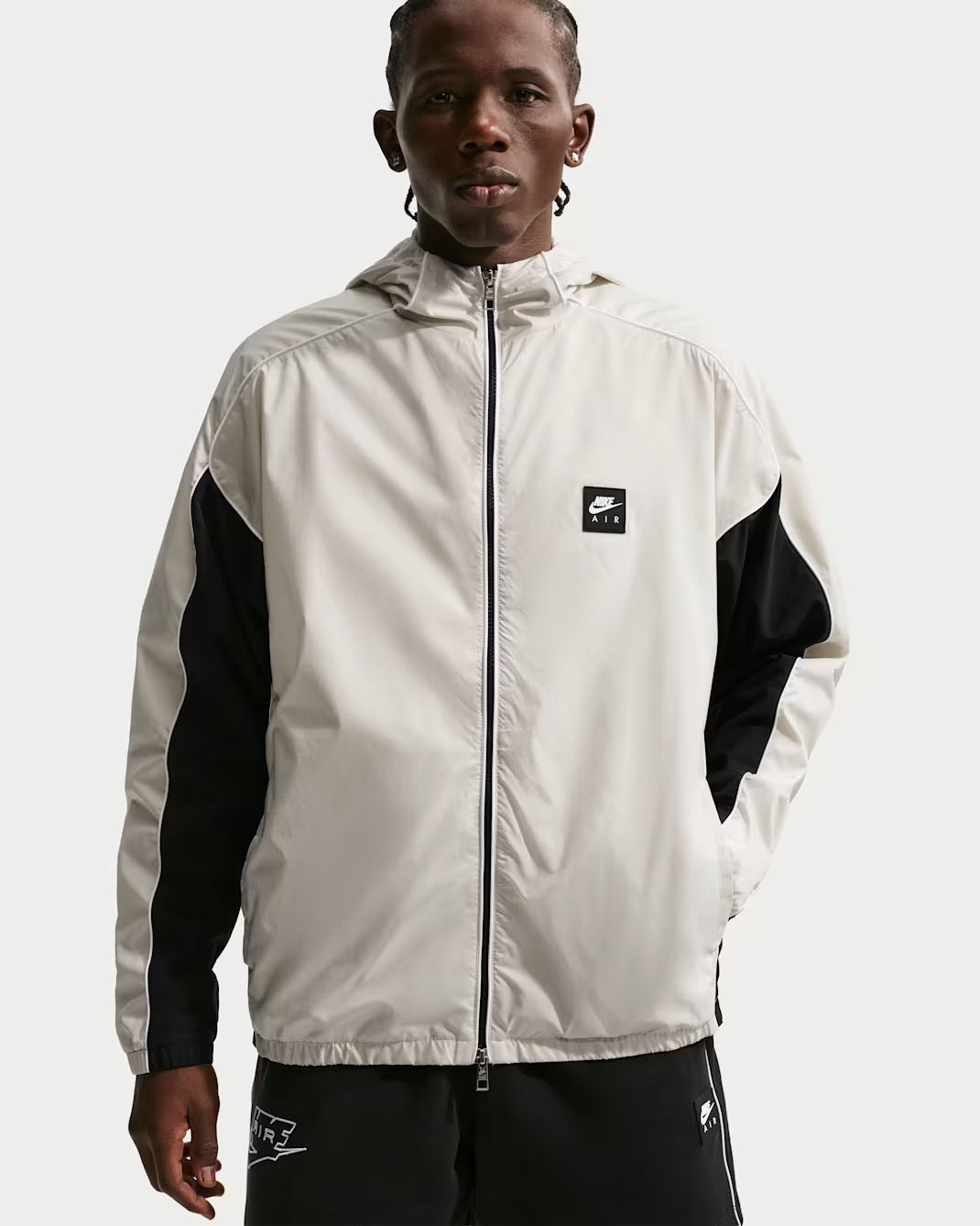 Nike Air Men's Full-Zip Hybrid Utility Jacket Light Bone Black 1