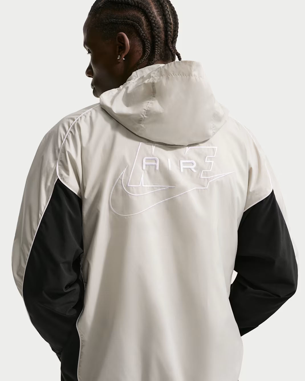 Nike Air Men's Full-Zip Hybrid Utility Jacket Light Bone Black 2