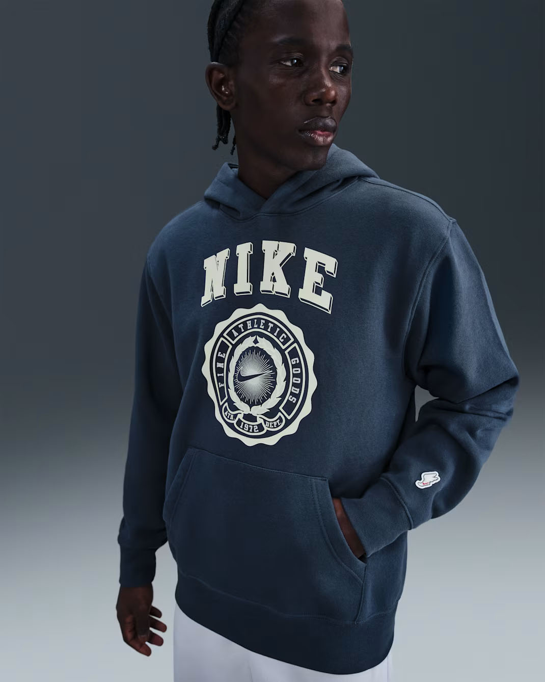 Nike Club Men's Pull-Over Fleece Hoodie Thunder Blue Sail
