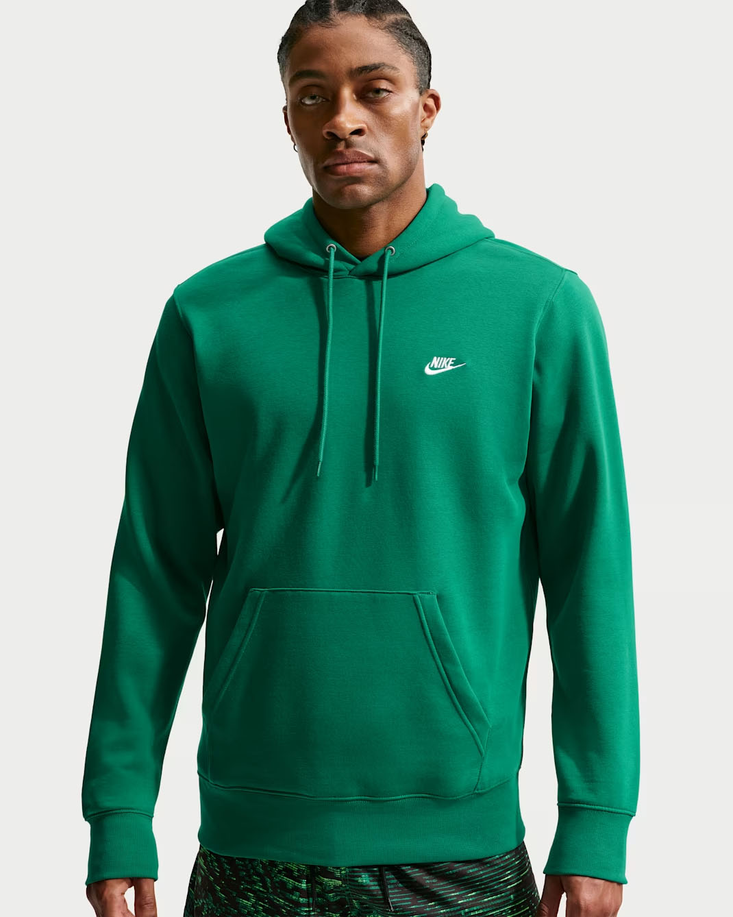 Nike Club Men's Pullover Fleece Hoodie Malachite Green White