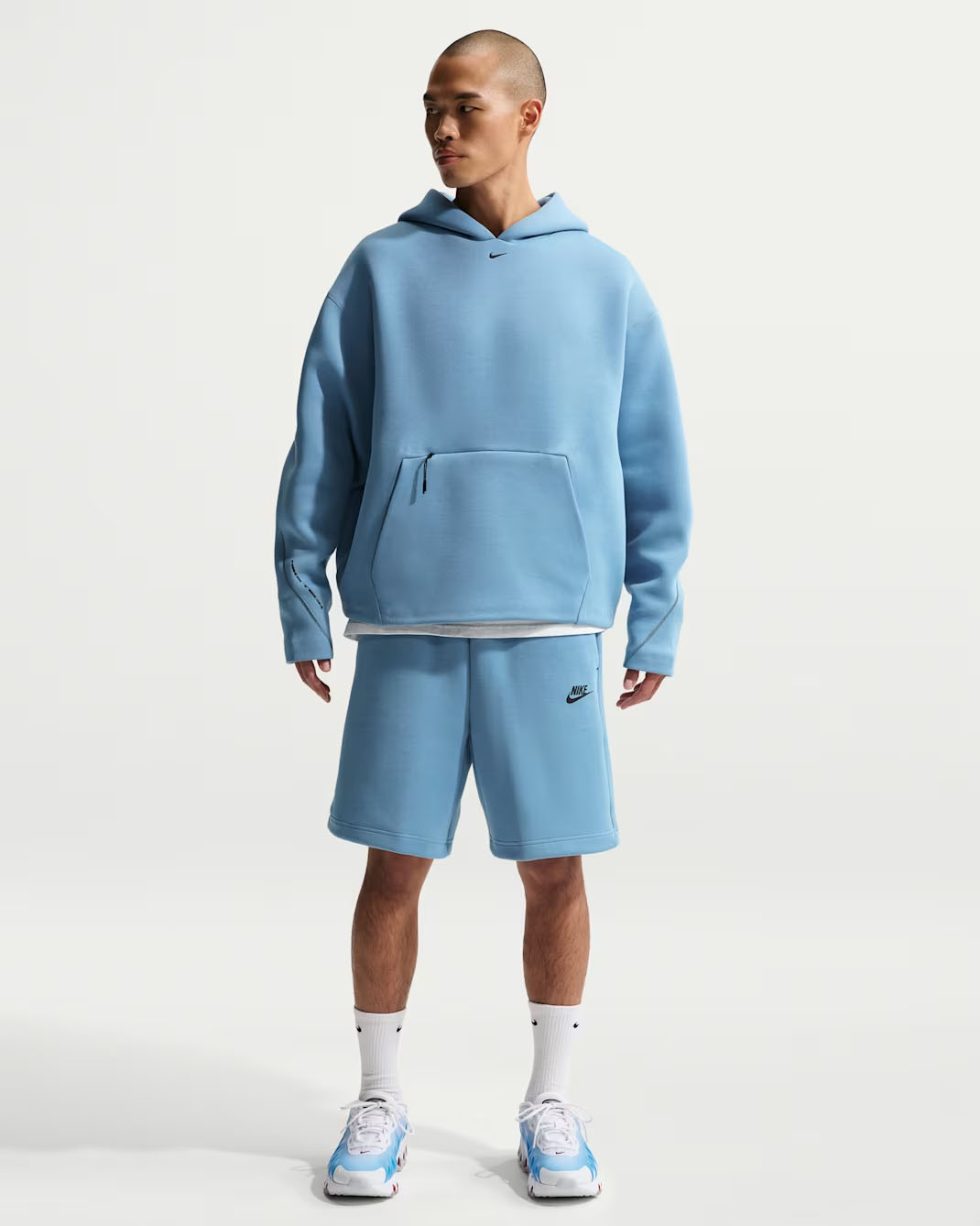 Nike Tech Men's Fleece Hoodie and Shorts Work Blue