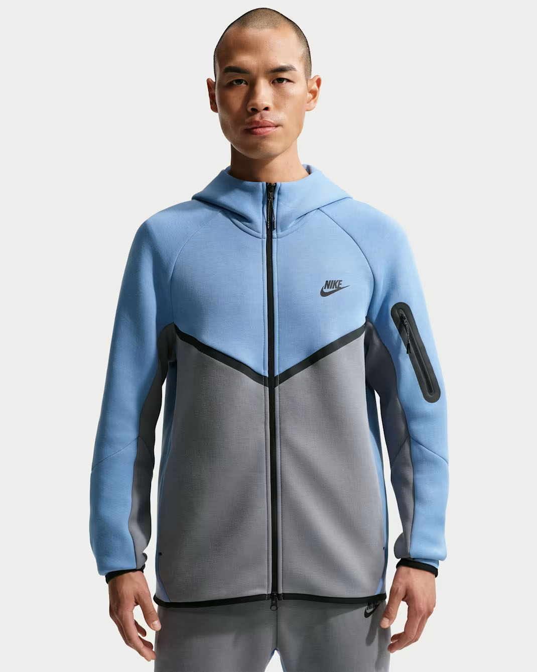 Nike Tech Men's Fleece Windrunner Full-Zip Jacket Work Blue Cool Grey Black