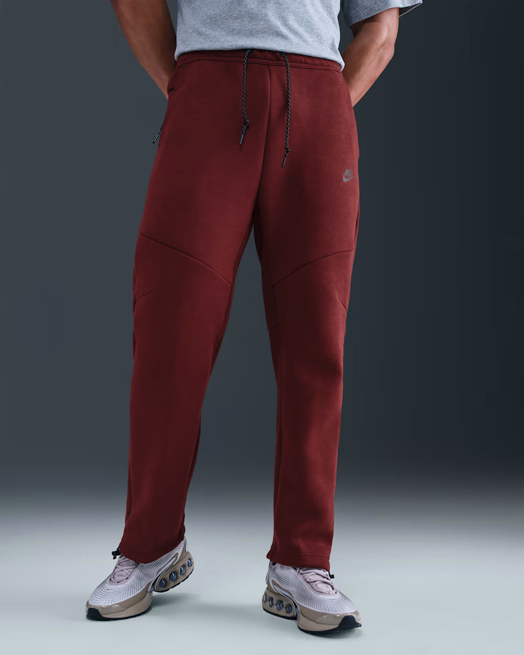 Nike Tech Men's Open-Hem Fleece Pants Dark Team Red