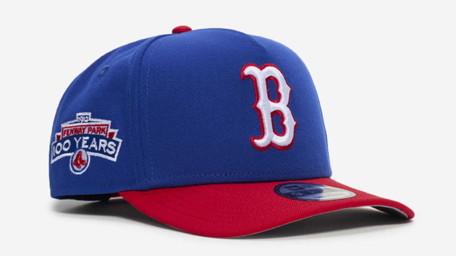 Boston Red Sox New Era 9FIFTY A-Frame snapback hat in royal blue with a red visor and white B logo to match the Air Jordan 3 "True Blue" (2026).