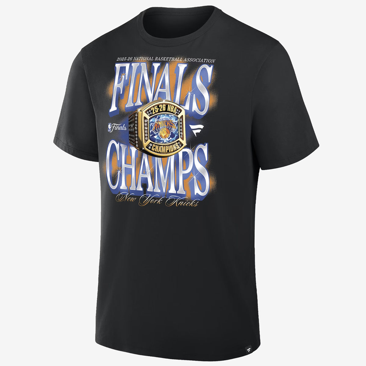 Fanatics New York Knicks Finals Champions Ring T-Shirt in black to match the Nike Air Force 1 Low "Knicks".