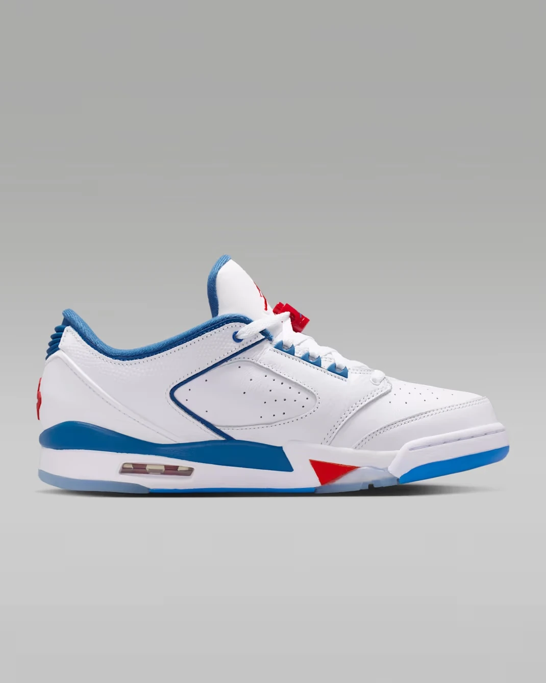 Lateral side view of the Jordan Sixty Plus Low "True Blue" sneaker.