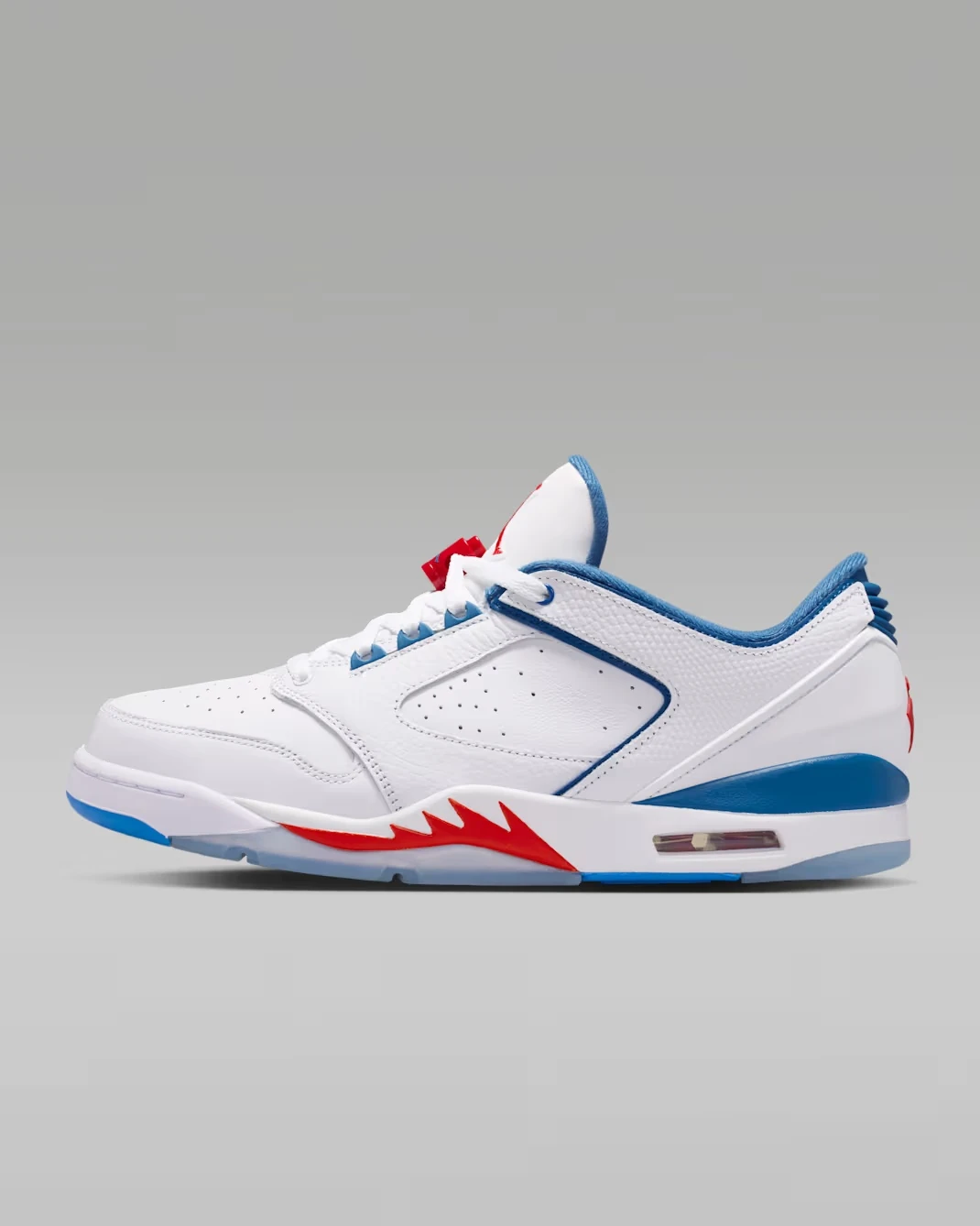 Pair of Jordan Sixty Plus Low "True Blue" sneakers shown from an angled front view.