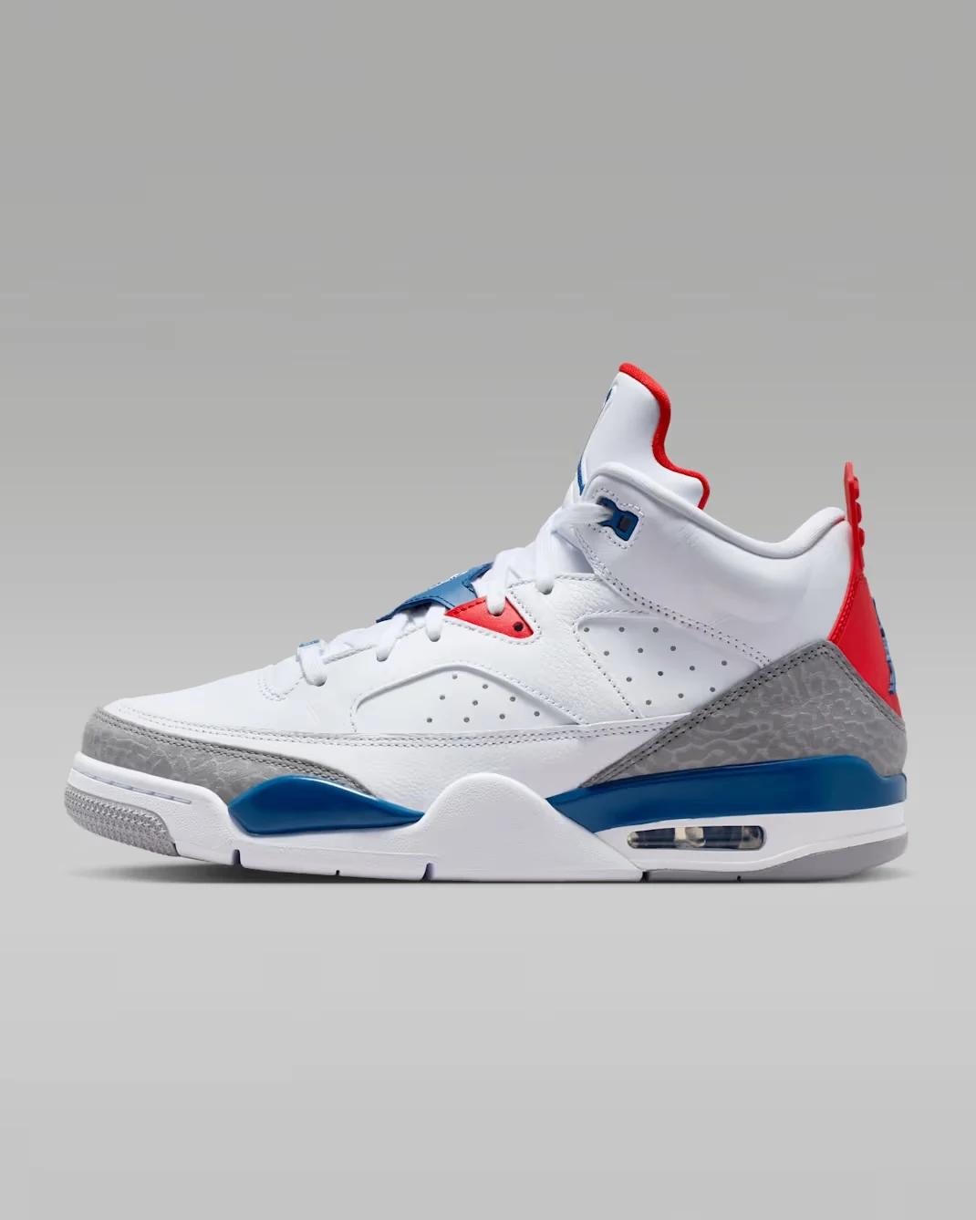 Medial side view of the Jordan Son of Mars Low "True Blue" sneaker.