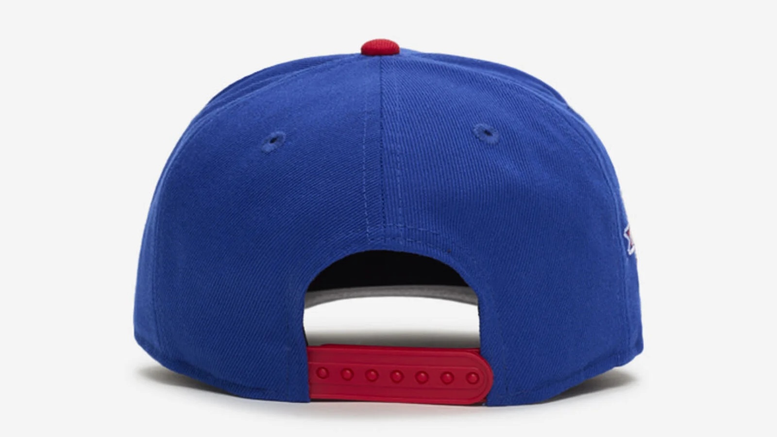Back view of the New York Yankees New Era 9FIFTY A-Frame snapback hat in royal blue with a red adjustable snap closure.