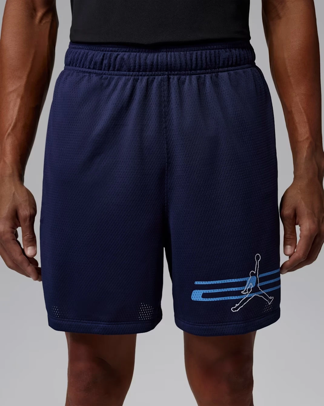Jordan Dri-FIT Mesh Graphic Shorts in Midnight Navy matching the Air Jordan 13 Flint (2026).