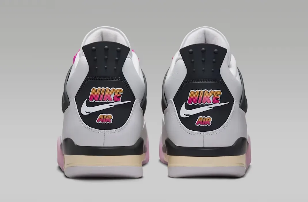 Rear view of the Air Jordan 4 Comic sneakers with Nike Air heel branding.