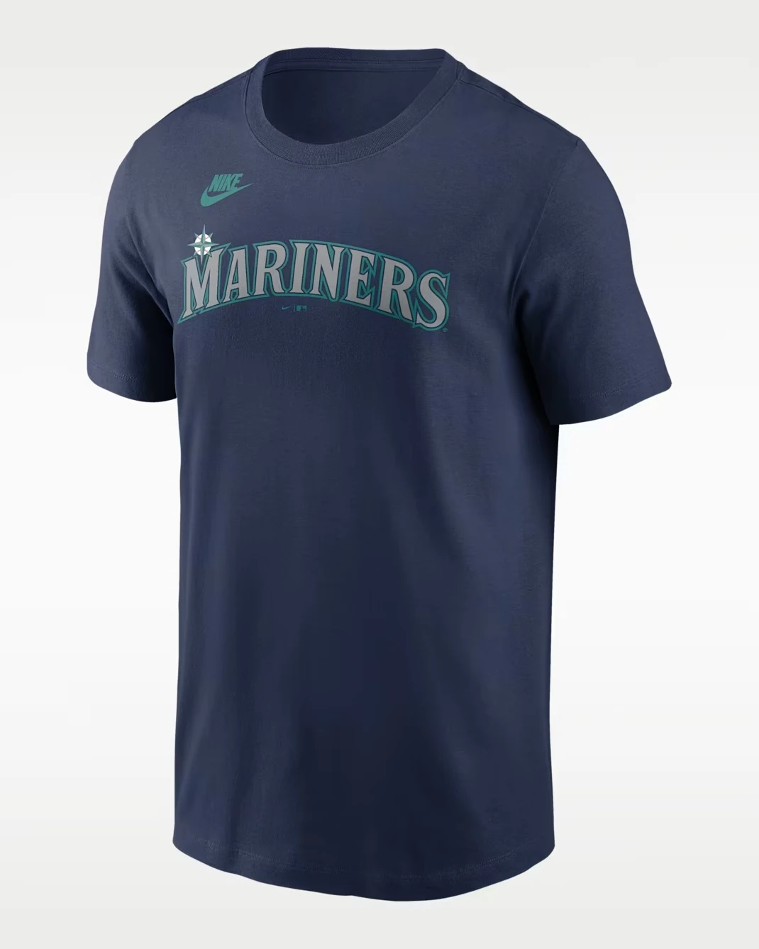 Front view of the Ken Griffey Jr. Seattle Mariners navy name and number T-shirt that matches the Nike Air Griffey Max 1 "HBCU Swingman Classic."