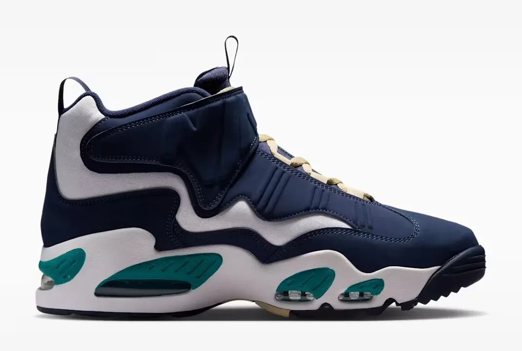 Medial side view of the Nike Air Griffey Max 1 "HBCU Swingman Classic" sneaker.