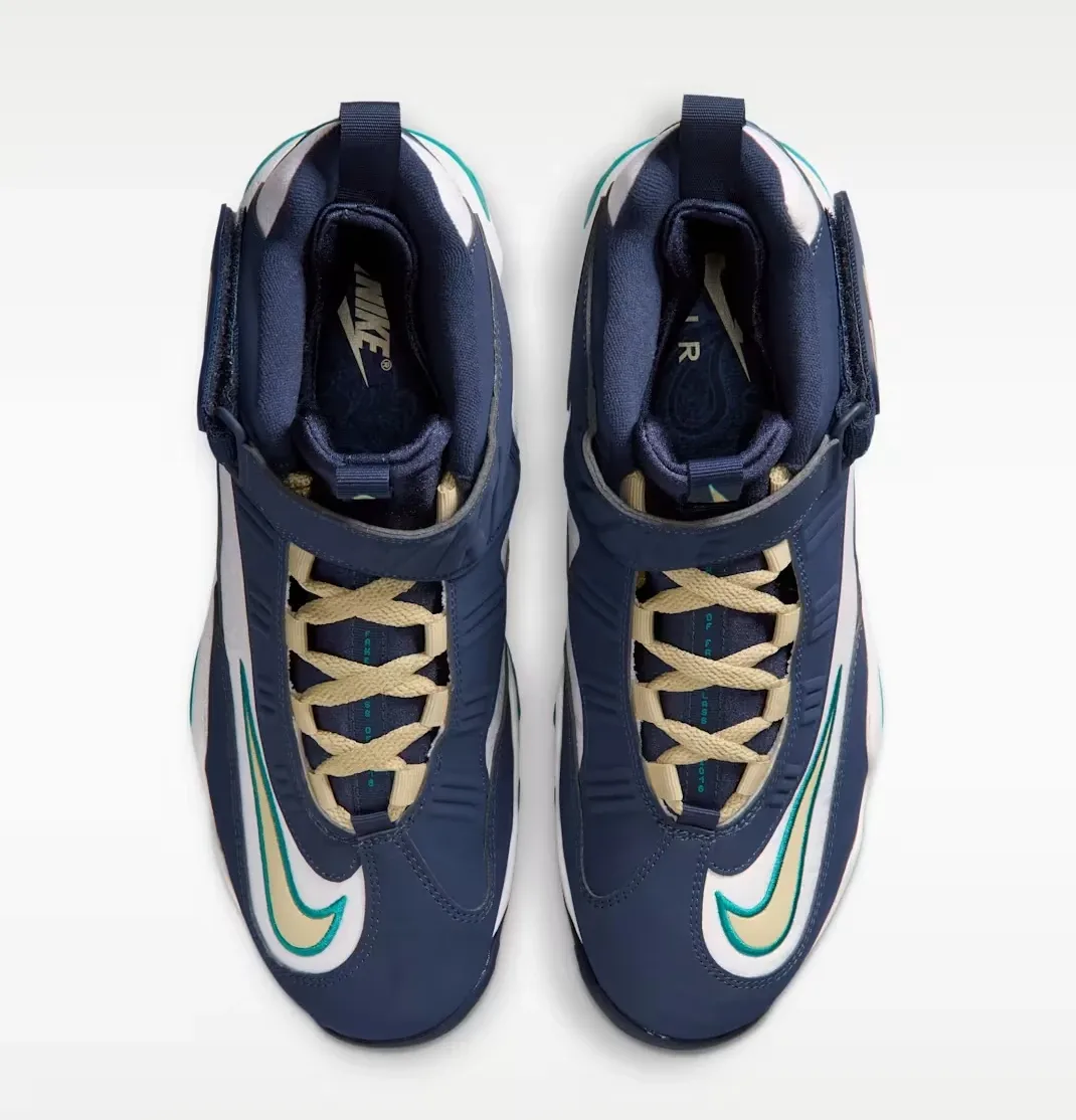 Top view of the Nike Air Griffey Max 1 "HBCU Swingman Classic" showing the laces and ankle strap.