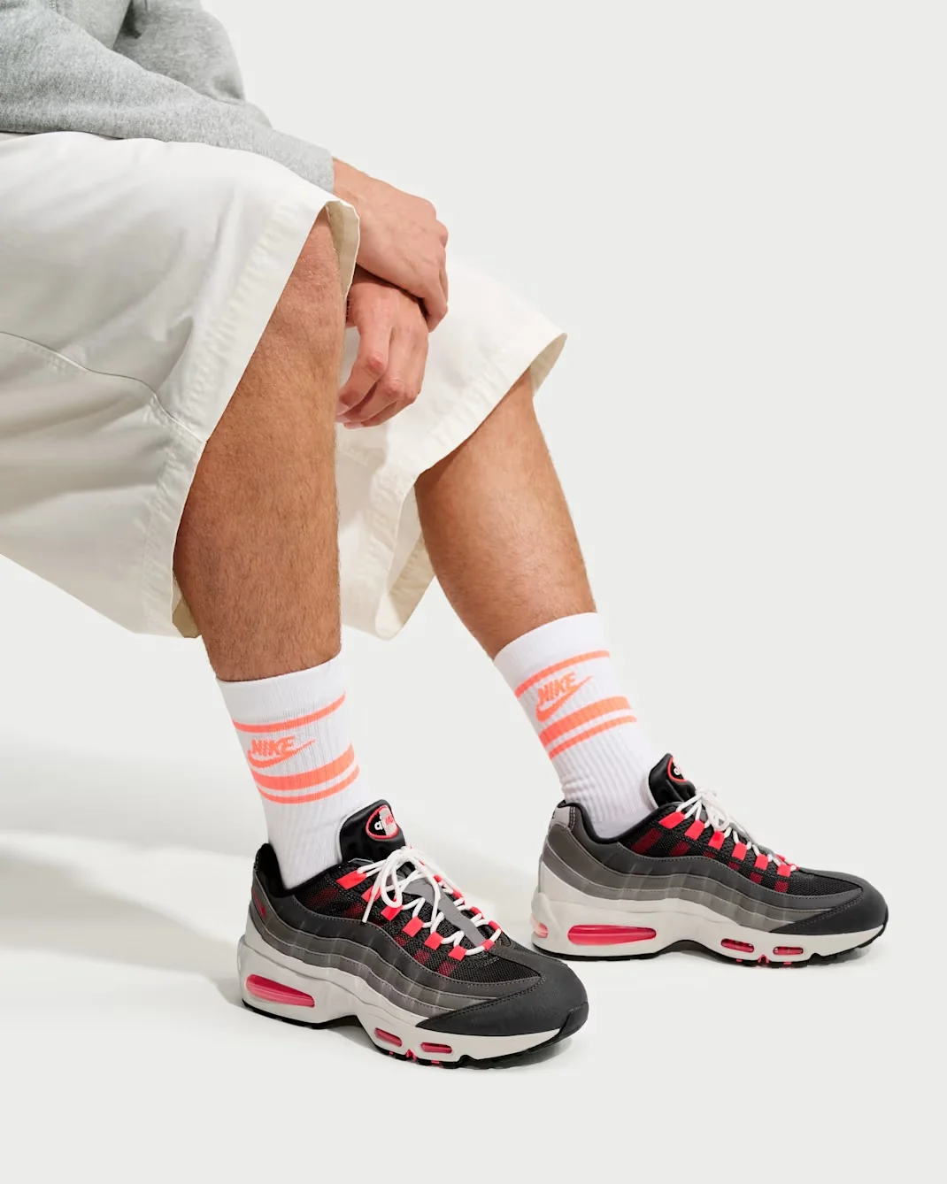 Nike Air Max 95 Big Bubble Reverse Solar Red worn on foot