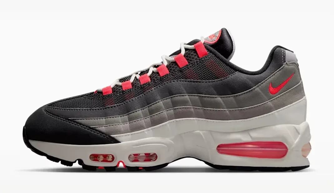 Side profile of the Nike Air Max 95 Big Bubble Reverse Solar Red