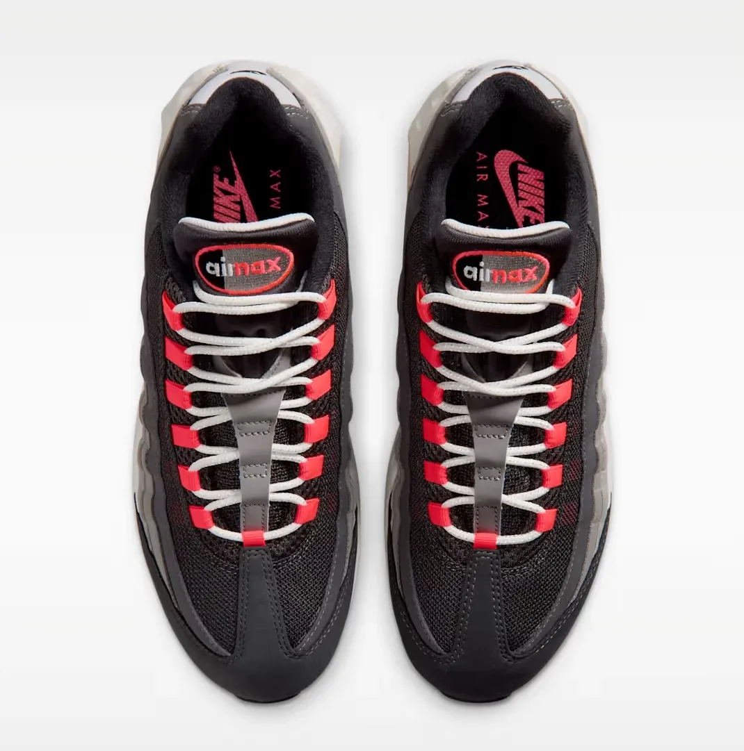 Top view of the Nike Air Max 95 Big Bubble Reverse Solar Red