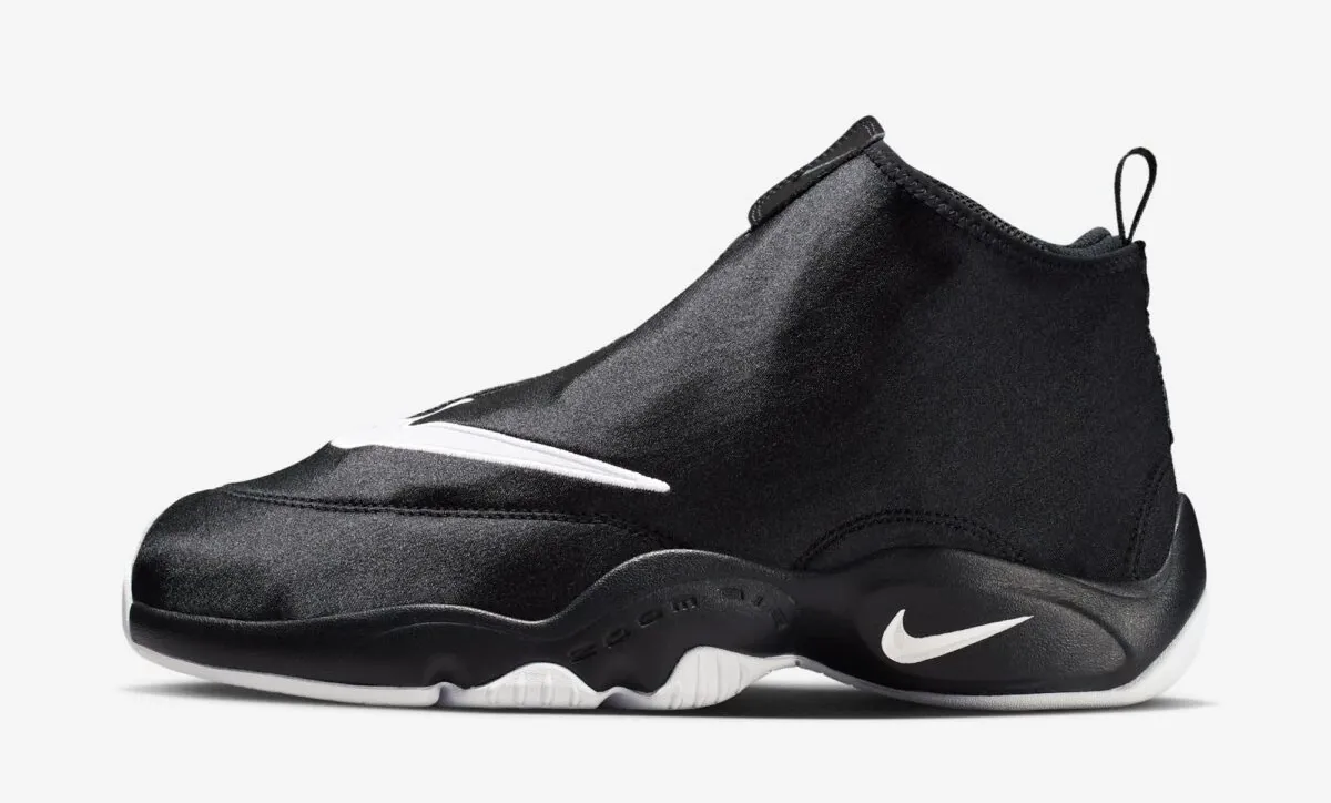 Left side view of the Nike Air Zoom Flight "The Glove" in Black, White and University Red.