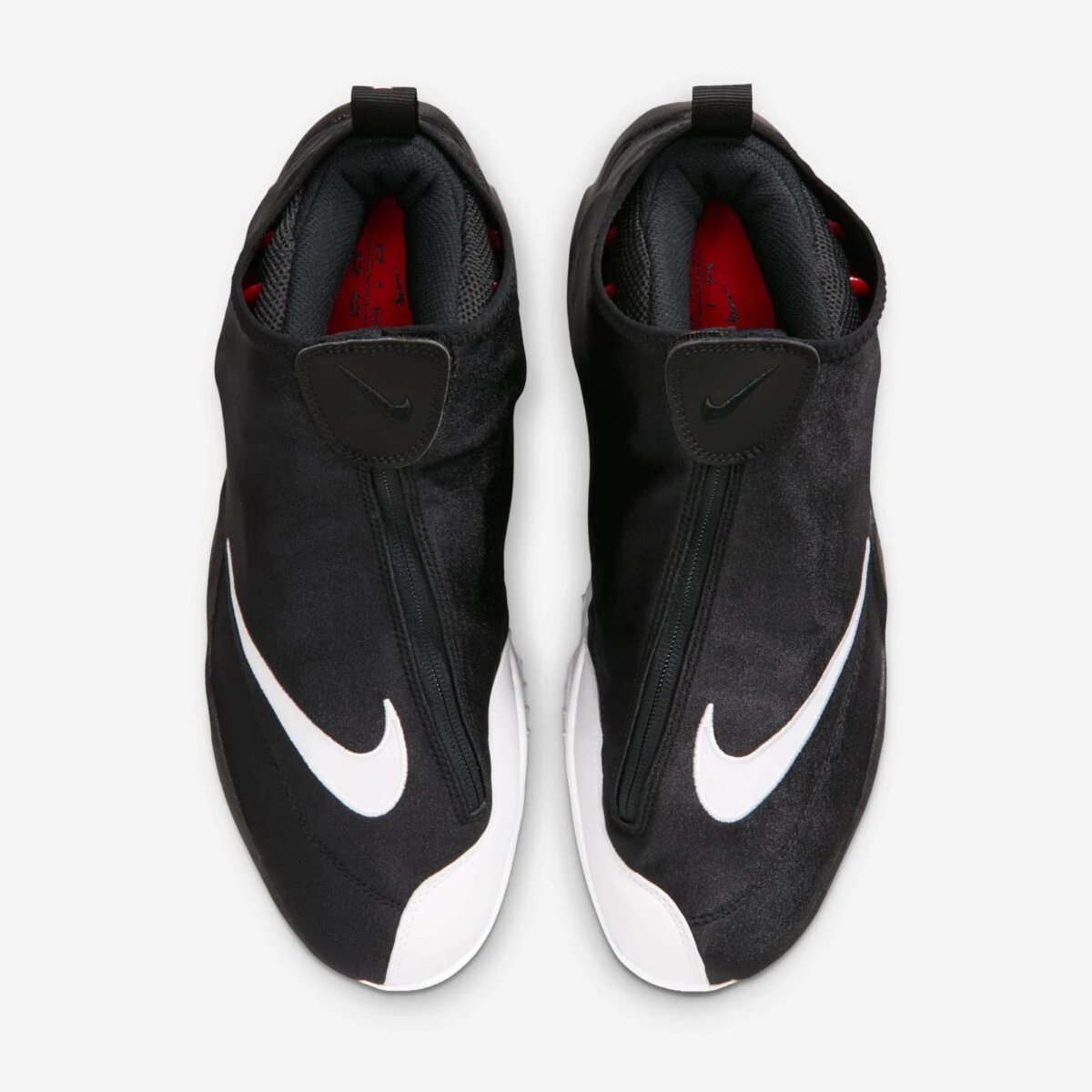 Top view of the Nike Air Zoom Flight "The Glove" in Black, White and University Red.