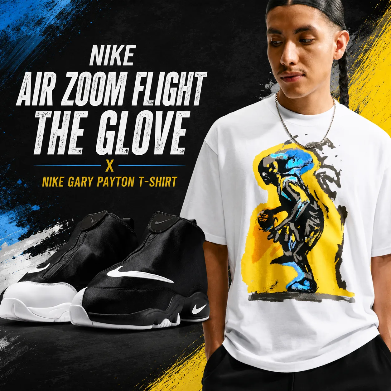 Nike Air Zoom Flight The Glove sneakers paired with a white Nike Gary Payton T-shirt.
