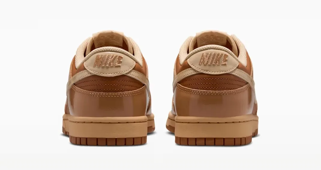 Rear heel view of the Nike Dunk Low "Wheat Donut" showing the embroidered Nike branding.