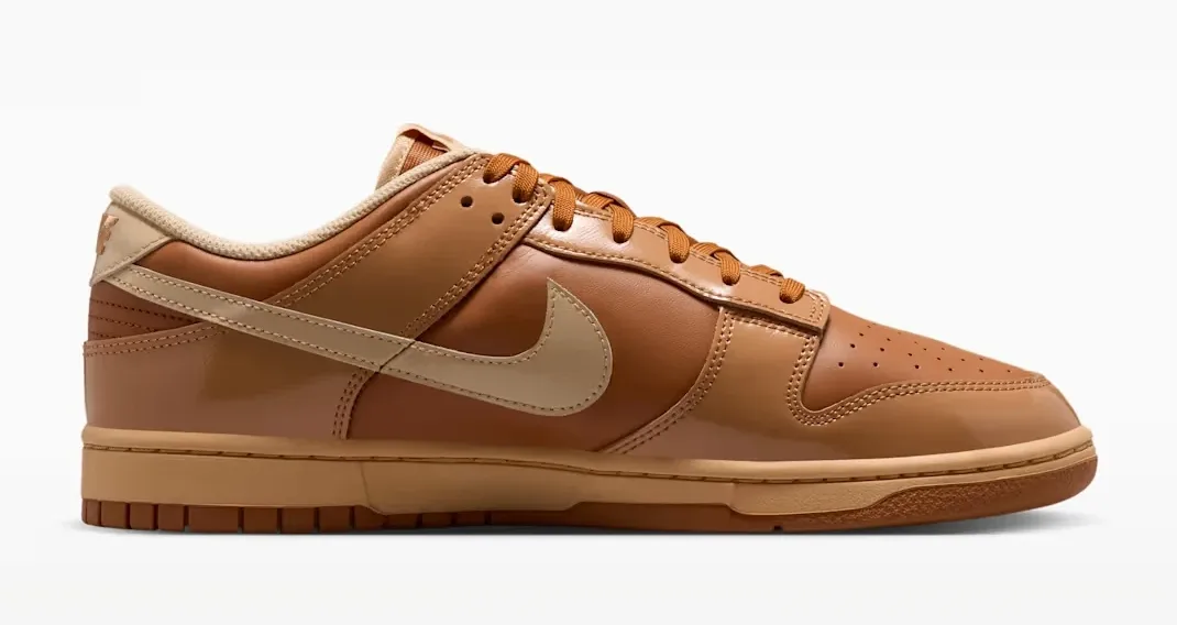 Right side profile of the Nike Dunk Low "Wheat Donut" in Tawny, Flax, Twine and Sesame.