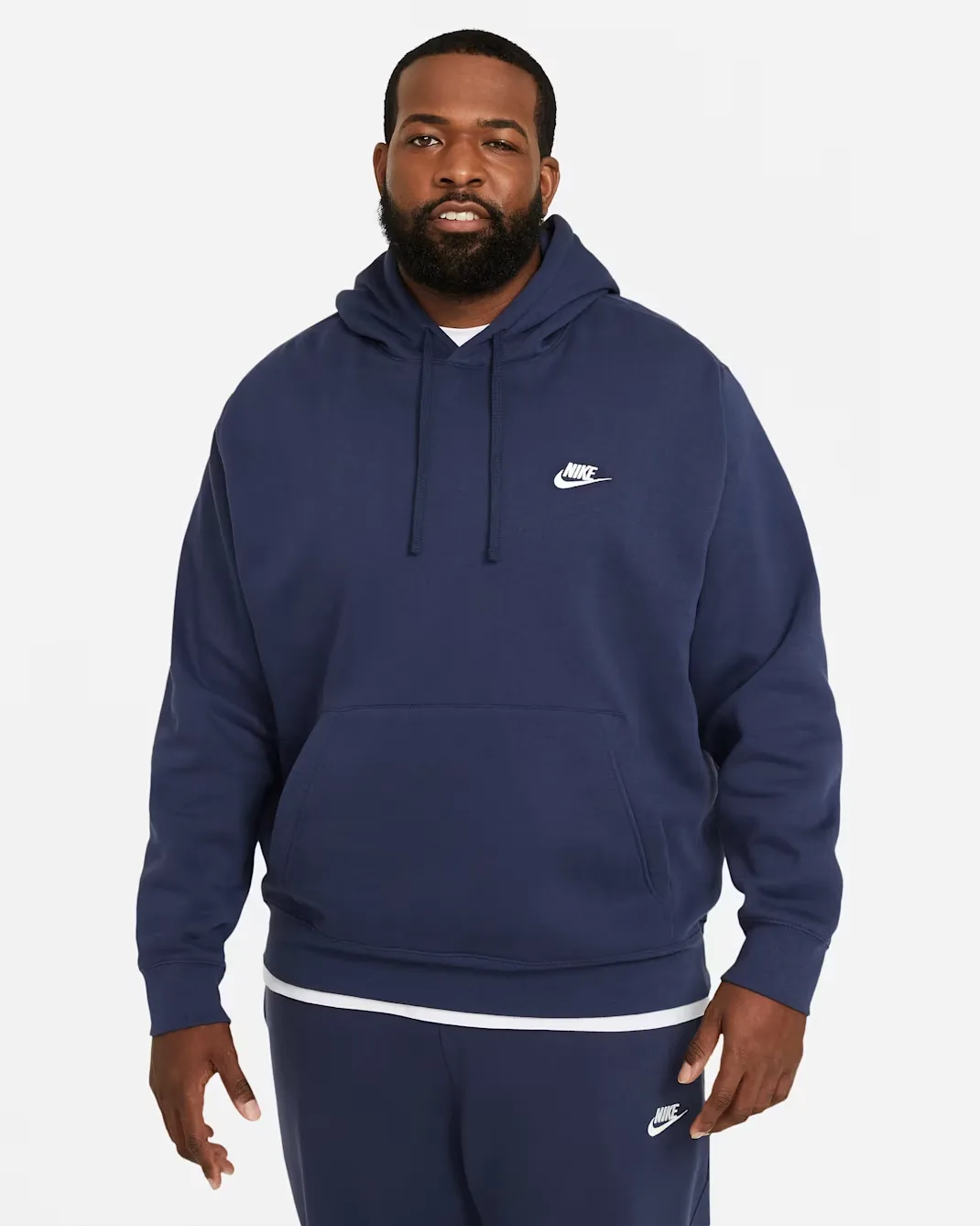 Nike Sportswear Club Fleece Midnight Navy pullover hoodie that matches the Nike Air Griffey Max 1 "HBCU Swingman Classic."