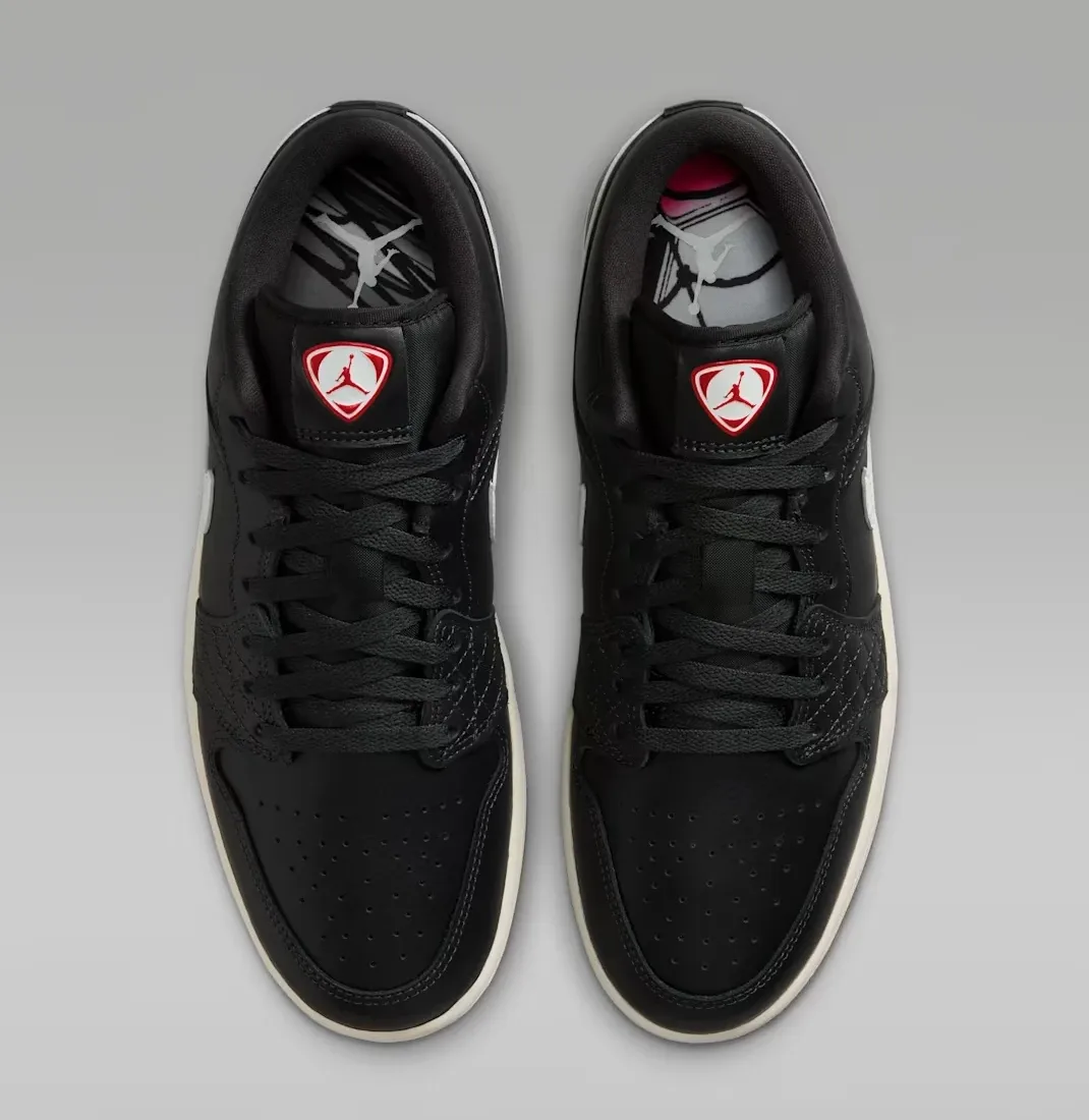 Top view of the Air Jordan 1 Low SE Quilted "Off Noir" showing both shoes.