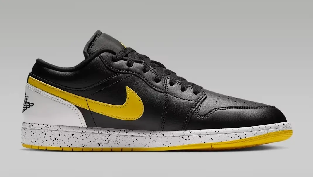 Air Jordan 1 Low Tour Yellow in Black, White and Tour Yellow shown from the medial side.