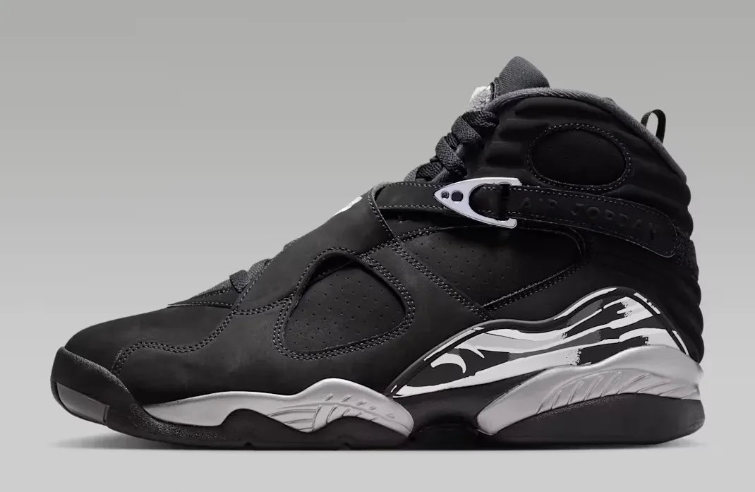 Air Jordan 8 Chrome Black Light Graphite White lateral side view