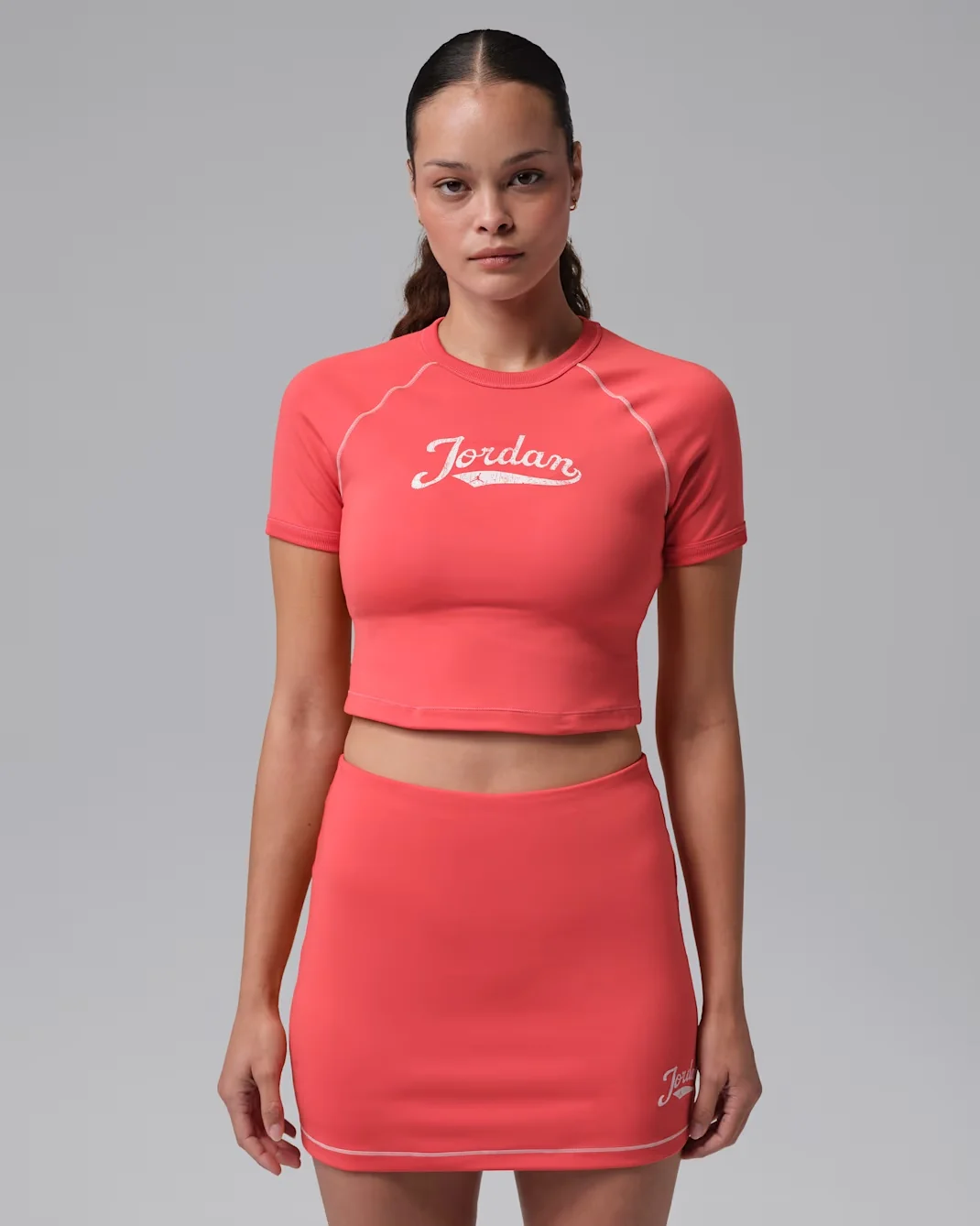 Air Jordan Women’s Brooklyn Fleece Top in Track Red with Jordan graphic