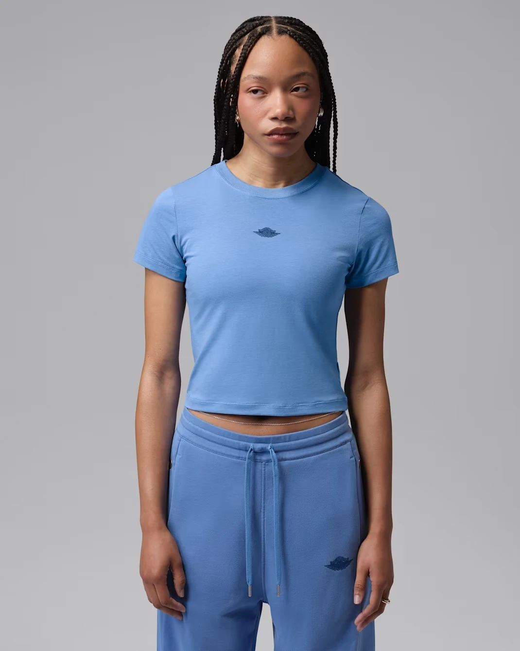 Air Jordan Women’s Flight short-sleeve cropped top in Blue Beyond