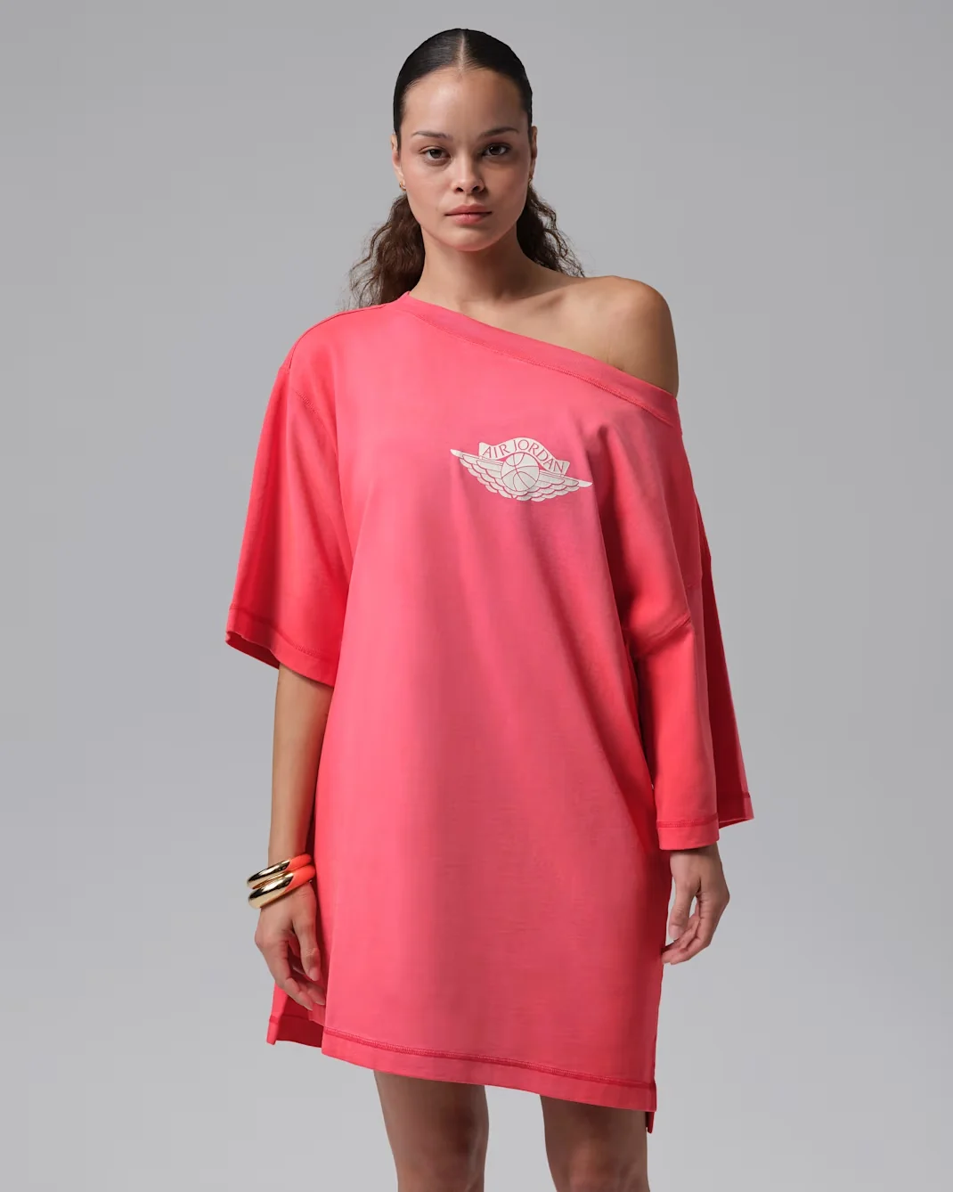 Air Jordan Women’s Flight Wings Tee Dress in Track Red with Wings logo