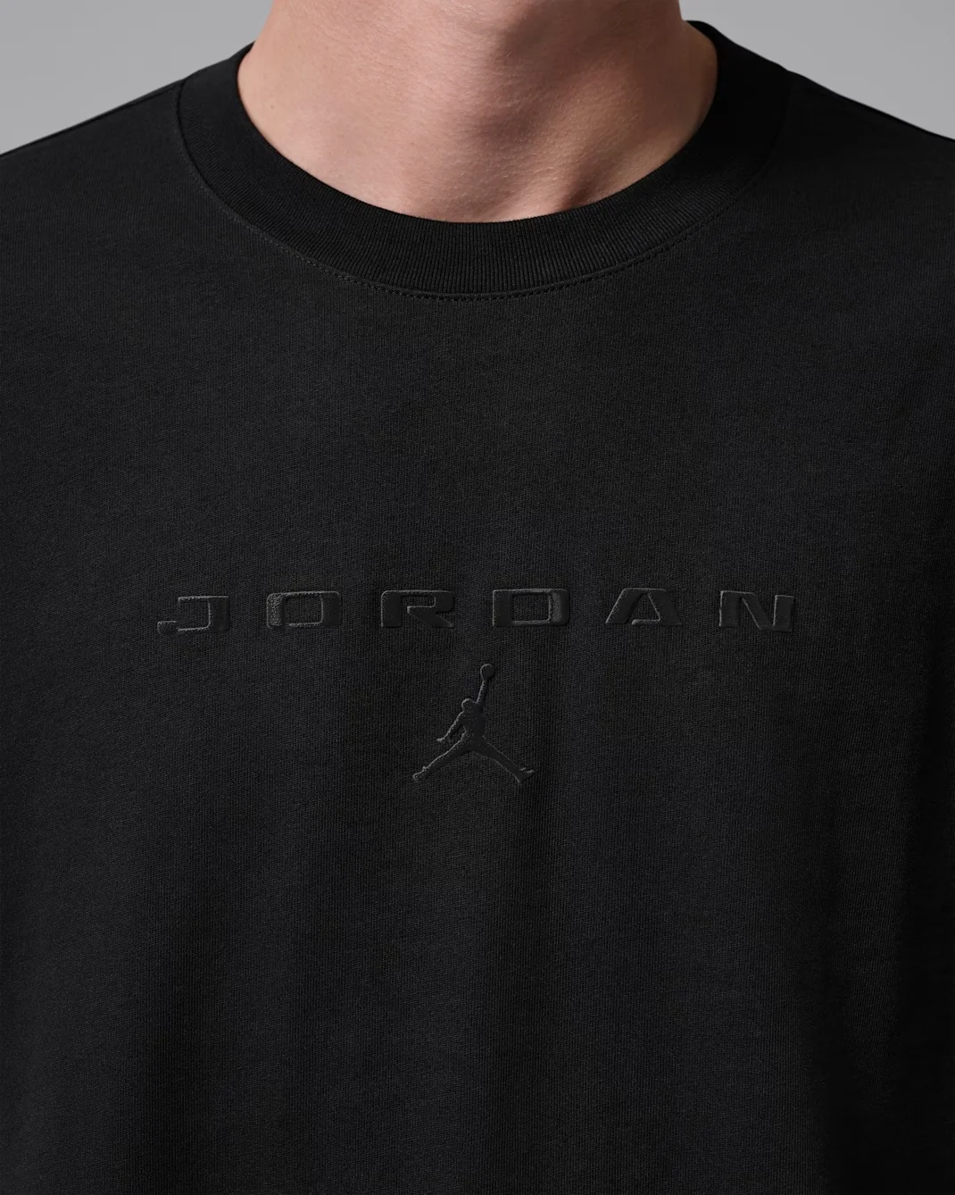 Close-up of embossed Jordan logo on Jordan Flight Oversized T-Shirt