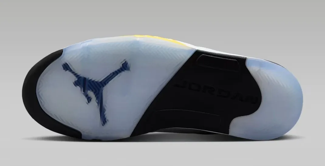 Jordan Sixty Plus Low Tour Yellow outsole with translucent, Black and Tour Yellow details.