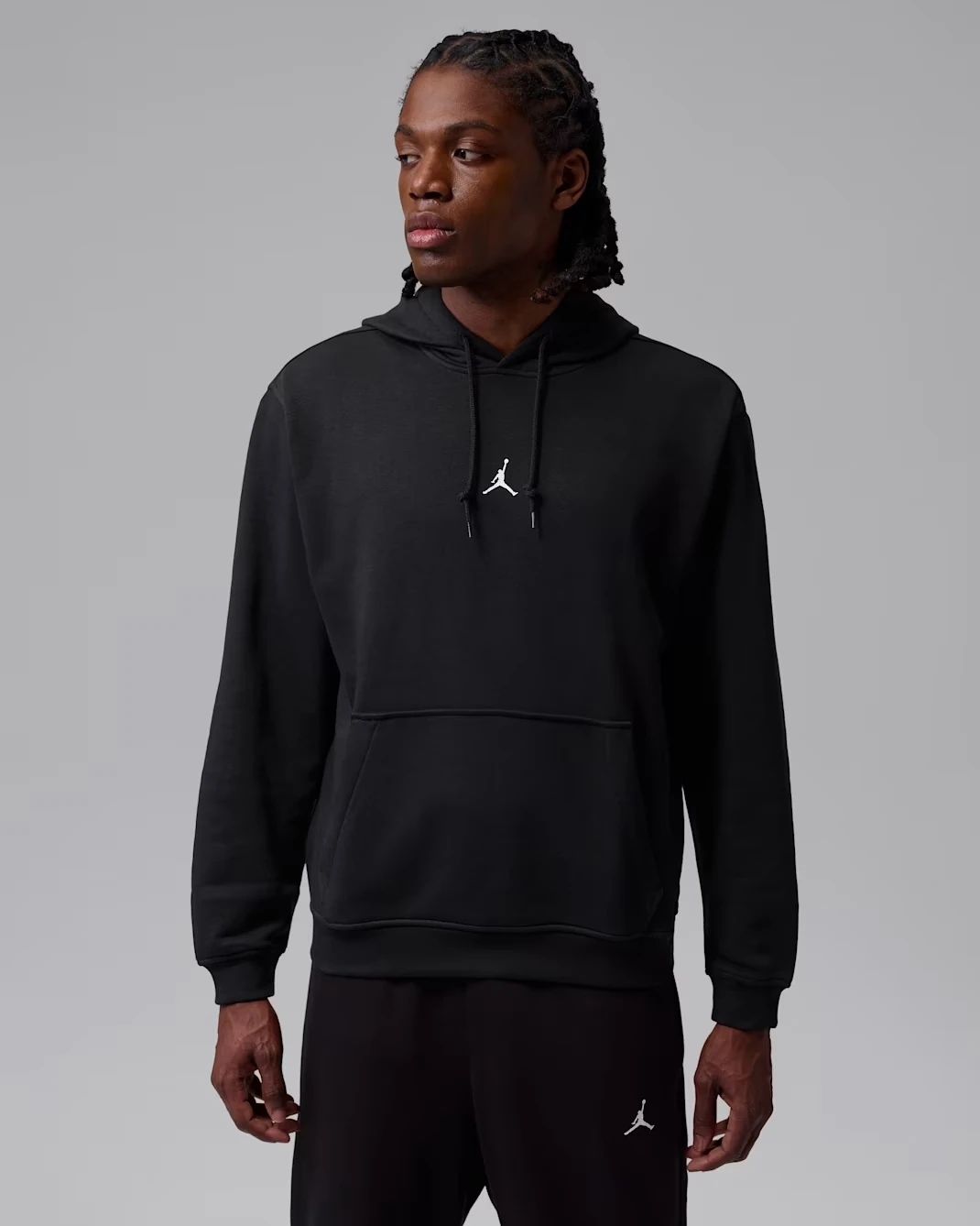 Black Jordan Sport Crossover fleece pullover hoodie with white Jumpman logo